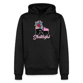 Skatergirl - Rollschuh Design - Männer Premium Bio Hoodie - Schwarz - Vorne - Nico (187cm)