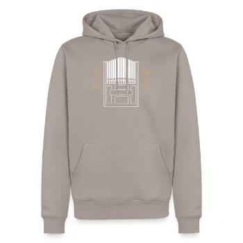 organ - Men’s Premium Organic Hoodie - taupe - Front - Nico (187cm)