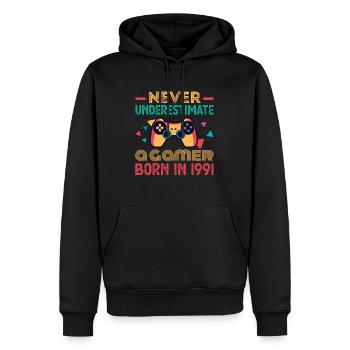 Gamer Né en 1991 Birthday Gaming Gift Retro - Sweat à capuche Premium bio Homme - noir - Devant - Nico (187cm)