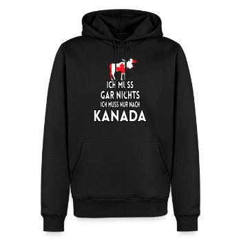 Ich muss gar nichts Ich muss nur nach Kanada - Männer Premium Bio Hoodie - Schwarz - Vorne - Nico (187cm)