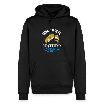 a trout is waiting for me - Men’s Premium Organic Hoodie - black - Front - Nico (187cm)