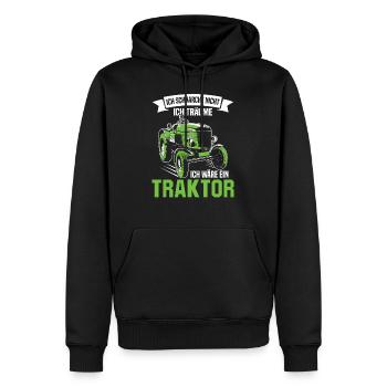 Ich schnarche nicht träume ich wäre ein Traktor - Männer Premium Bio Hoodie - Schwarz - Vorne - Nico (187cm)
