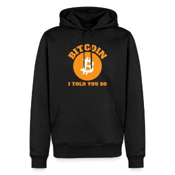 Bitcoin I Told You So - Männer Premium Bio Hoodie - Schwarz - Vorne - Nico (187cm)