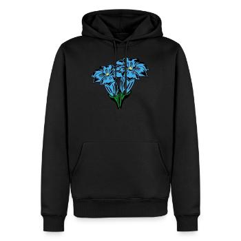 Enzian, Bergblumen, Berge - Männer Premium Bio Hoodie - Schwarz - Vorne - Nico (187cm)
