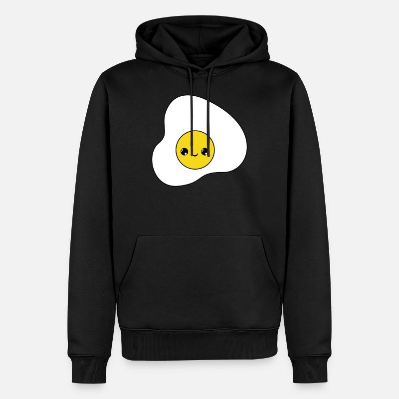 cute egg sunny side up, miroir doux - Sweat à capuche Premium bio Homme - noir