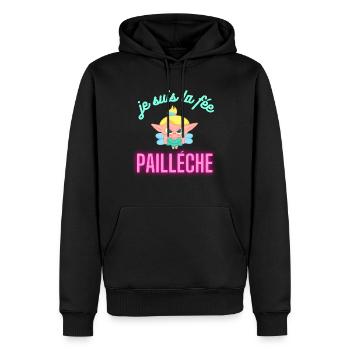 je suis la fée pailléche - Sweat à capuche Premium bio Homme - noir - Devant - Nico (187cm)
