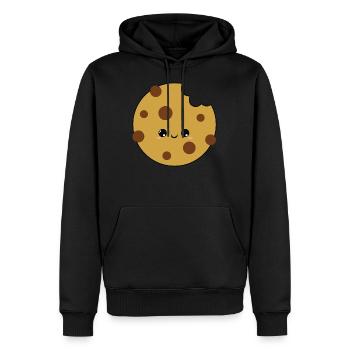cute smiling cookie, doux sourire keks - Sweat à capuche Premium bio Homme - noir - Devant - Nico (187cm)