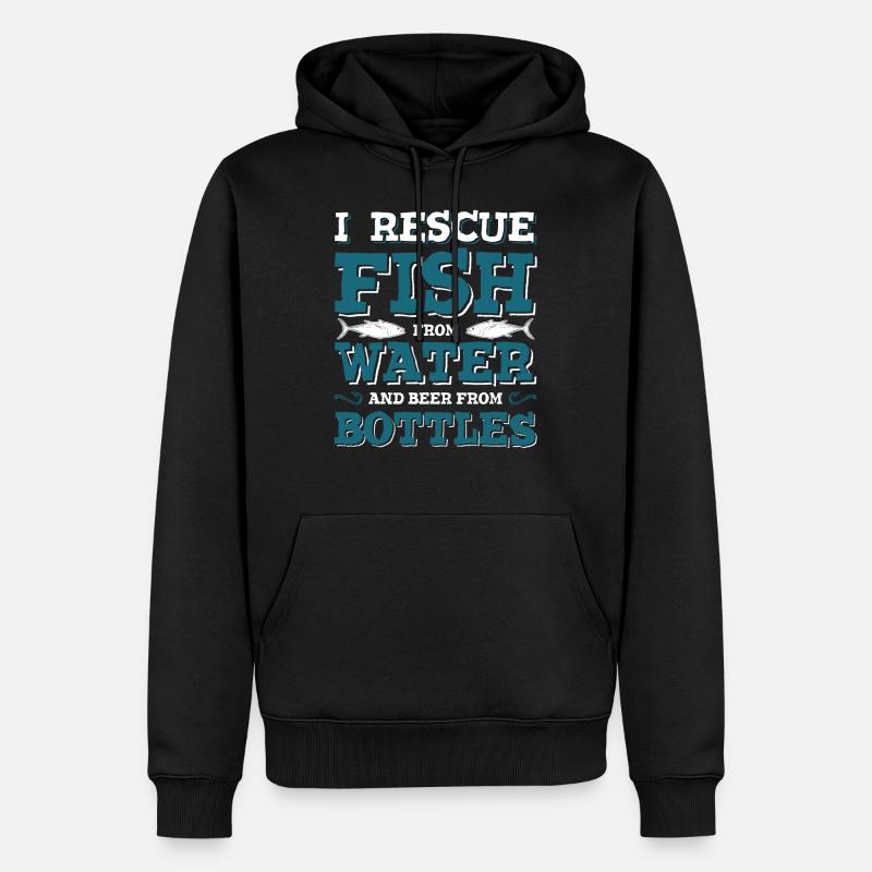 pêche pêche pêche - Sweat à capuche Premium bio Homme - noir