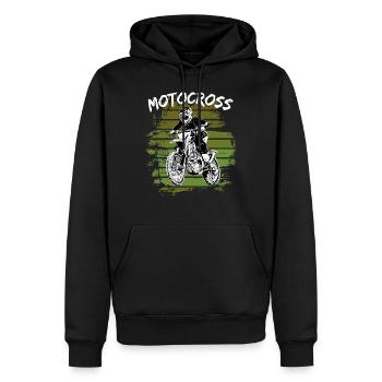 Motocross Design Enduro / Geschenkidee / MX Retro - Männer Premium Bio Hoodie - Schwarz - Vorne - Nico (187cm)
