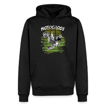 Motocross Design Enduro / Geschenkidee / MX Retro - Männer Premium Bio Hoodie - Schwarz - Vorne - Nico (187cm)