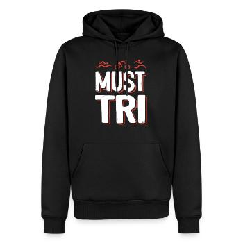 spruch Triathlon triathlete - Männer Premium Bio Hoodie - Schwarz - Vorne - Nico (187cm)