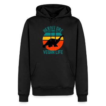 Pflanzenfresser Dinosaurier Vegan Leben Retro - Männer Premium Bio Hoodie - Schwarz - Vorne - Nico (187cm)