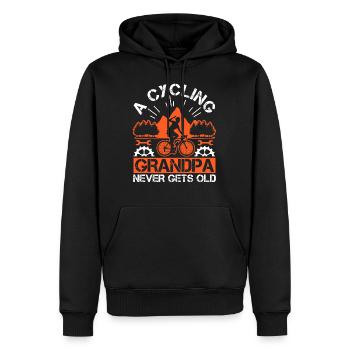 A Cycling Grandpa Never Gets Old - Men’s Premium Organic Hoodie - black - Front - Nico (187cm)