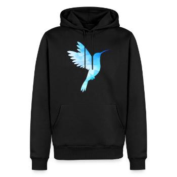 Kolibri weiß blau Vogel low poly fliegt exotisch - Männer Premium Bio Hoodie - Schwarz - Vorne - Nico (187cm)