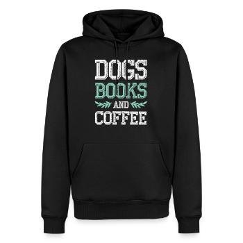 hunde kaffee bücher - Männer Premium Bio Hoodie - Schwarz - Vorne - Nico (187cm)