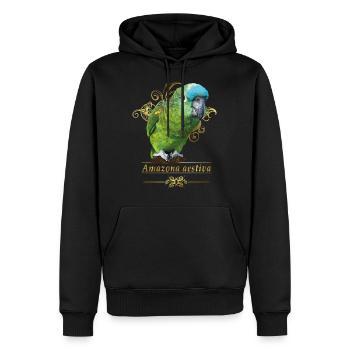 Amazona mit blauer Front - Männer Premium Bio Hoodie - Schwarz - Vorne - Nico (187cm)