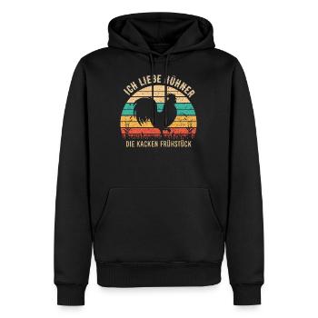 Witziges Huhn - Ich Liebe Hühner - Männer Premium Bio Hoodie - Schwarz - Vorne - Nico (187cm)