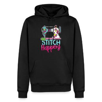 Stitch Happens - Sweat à capuche Premium bio Homme - noir - Devant - Nico (187cm)