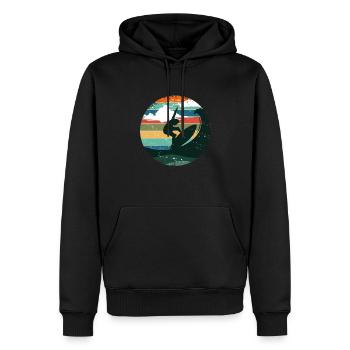 Surfen Surfer Strand Vintage Wellen Retro - Männer Premium Bio Hoodie - Schwarz - Vorne - Nico (187cm)