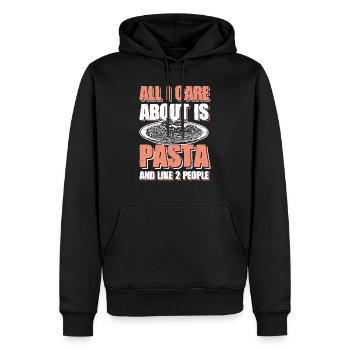 Pâtes spaghetti - Sweat à capuche Premium bio Homme - noir - Devant - Nico (187cm)