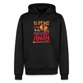 10 rows a day keep the psychiatrist away - Men’s Premium Organic Hoodie - black - Front - Nico (187cm)