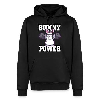 Lapin fitness muscle exercice poids - Sweat à capuche Premium bio Homme - noir - Devant - Nico (187cm)