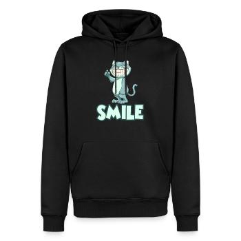 Chat souriant - Sweat à capuche Premium bio Homme - noir - Devant - Nico (187cm)