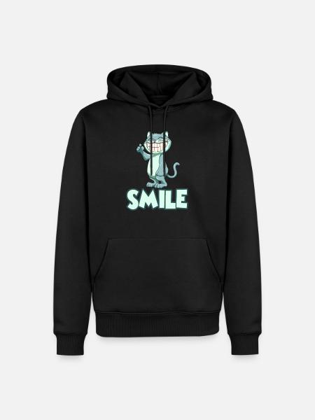 Grinning Cat - Men’s Premium Organic Hoodie - black