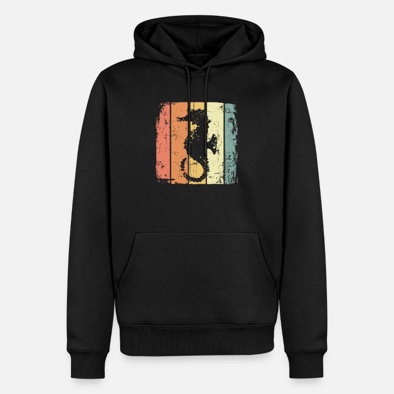 Hippocampe rétro Plongée Natation - Sweat à capuche Premium bio Homme - noir