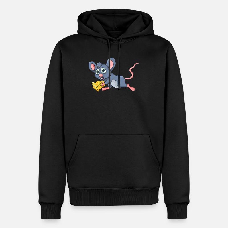 Maus mit Käse - Männer Premium Bio Hoodie - Schwarz