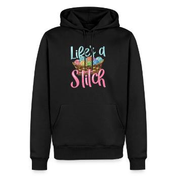 Lifes a stitch pour une couturière tricoteuse - Sweat à capuche Premium bio Homme - noir - Devant - Nico (187cm)