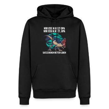 Wir essen jetzt Opa Satzzeichen Leben retten - Männer Premium Bio Hoodie - Schwarz - Vorne - Nico (187cm)