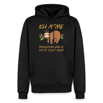 Faultier ich atme - Männer Premium Bio Hoodie - Schwarz - Vorne - Nico (187cm)