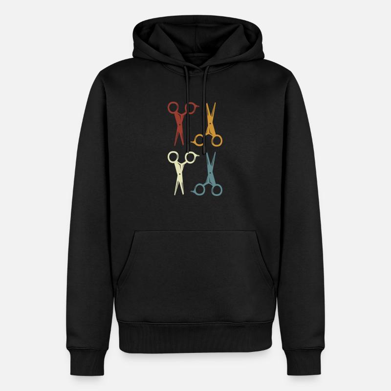 Coiffeur & coiffeuse, crésons de ciseaux - Sweat à capuche Premium bio Homme - noir