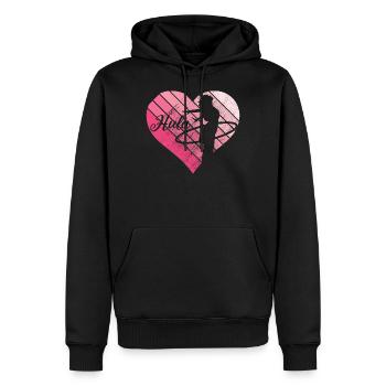 Hula Hupp vintage retro heart Huller Hoop - Men’s Premium Organic Hoodie - black - Front - Nico (187cm)