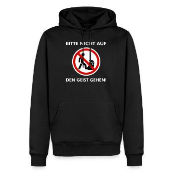 Bitte nicht auf den Geist gehen - Männer Premium Bio Hoodie - Schwarz - Vorne - Nico (187cm)