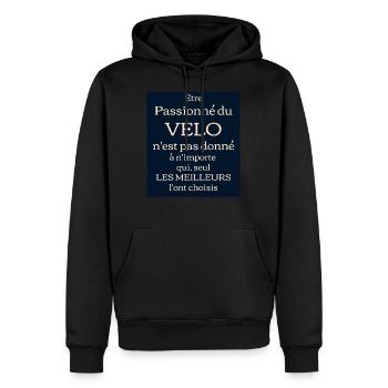 velo - Sweat à capuche Premium bio Homme - noir - Devant - Nico (187cm)