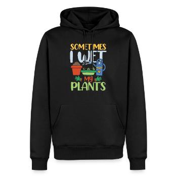 SOMETIMES I WET MY PLANTS - Männer Premium Bio Hoodie - Schwarz - Vorne - Nico (187cm)