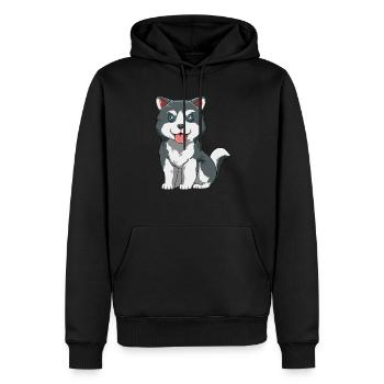 Husky chiot - Sweat à capuche Premium bio Homme - noir - Devant - Nico (187cm)