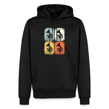 Retro Blaskapelle Waldhorn & Hornist - Männer Premium Bio Hoodie - Schwarz - Vorne - Nico (187cm)