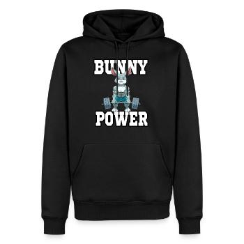 Lapin fitness muscle exercice poids - Sweat à capuche Premium bio Homme - noir - Devant - Nico (187cm)