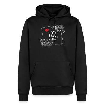 Birthday 10 fabulous and rose - Sweat à capuche Premium bio Homme - noir - Devant - Nico (187cm)