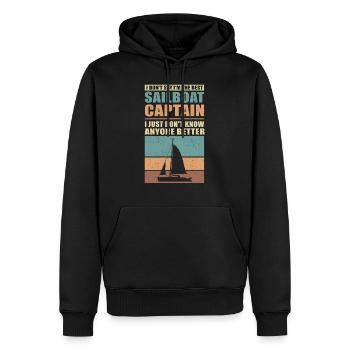Voilier voilier capitaine skipper marin cadeau - Sweat à capuche Premium bio Homme - noir - Devant - Nico (187cm)