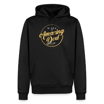 This is what an amazing dad looks like - Sweat à capuche Premium bio Homme - noir - Devant - Nico (187cm)