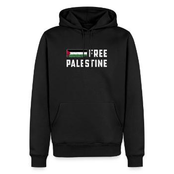 Gaza libre Drapeau palestinien Arabe en détresse - Sweat à capuche Premium bio Homme - noir - Devant - Nico (187cm)