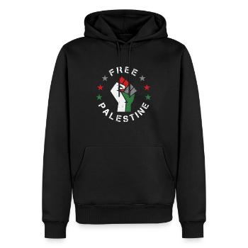 Palestine libre Poing Gaza - Cadeau arabe - Sweat à capuche Premium bio Homme - noir - Devant - Nico (187cm)