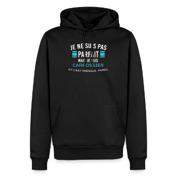je ne suis pas parfait CARROSSIER - Sweat à capuche Premium bio Homme - noir - Devant - Nico (187cm)
