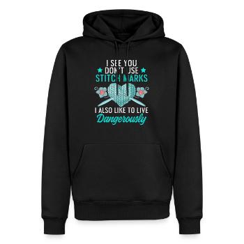 Stitch Marks Stricken Stricknadeln Häkeln Mädchen - Männer Premium Bio Hoodie - Schwarz - Vorne - Nico (187cm)