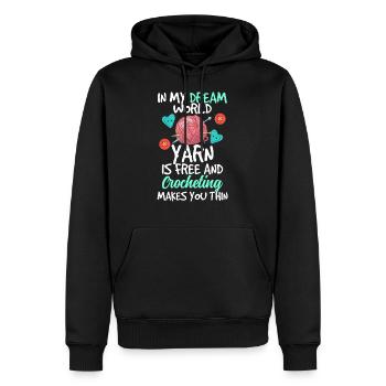 Dream World Yarn Free Crocheting Thin Häkeln Wolle - Männer Premium Bio Hoodie - Schwarz - Vorne - Nico (187cm)