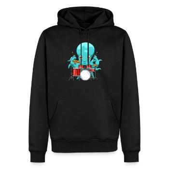 Poulpe batteur - Sweat à capuche Premium bio Homme - noir - Devant - Nico (187cm)